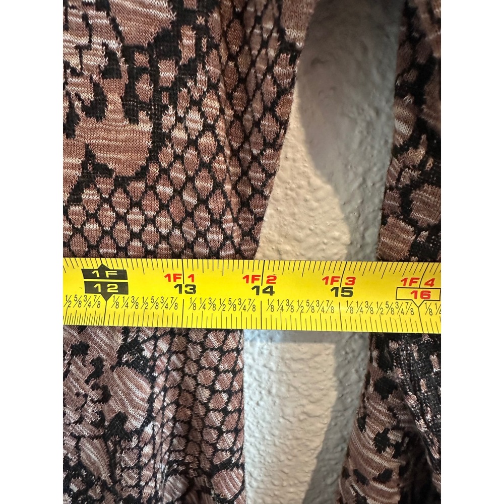 Free People Mock Neck Damask Knit Mini Dress Brown Black‎ Long Sleeve Small - Picture 5 of 5